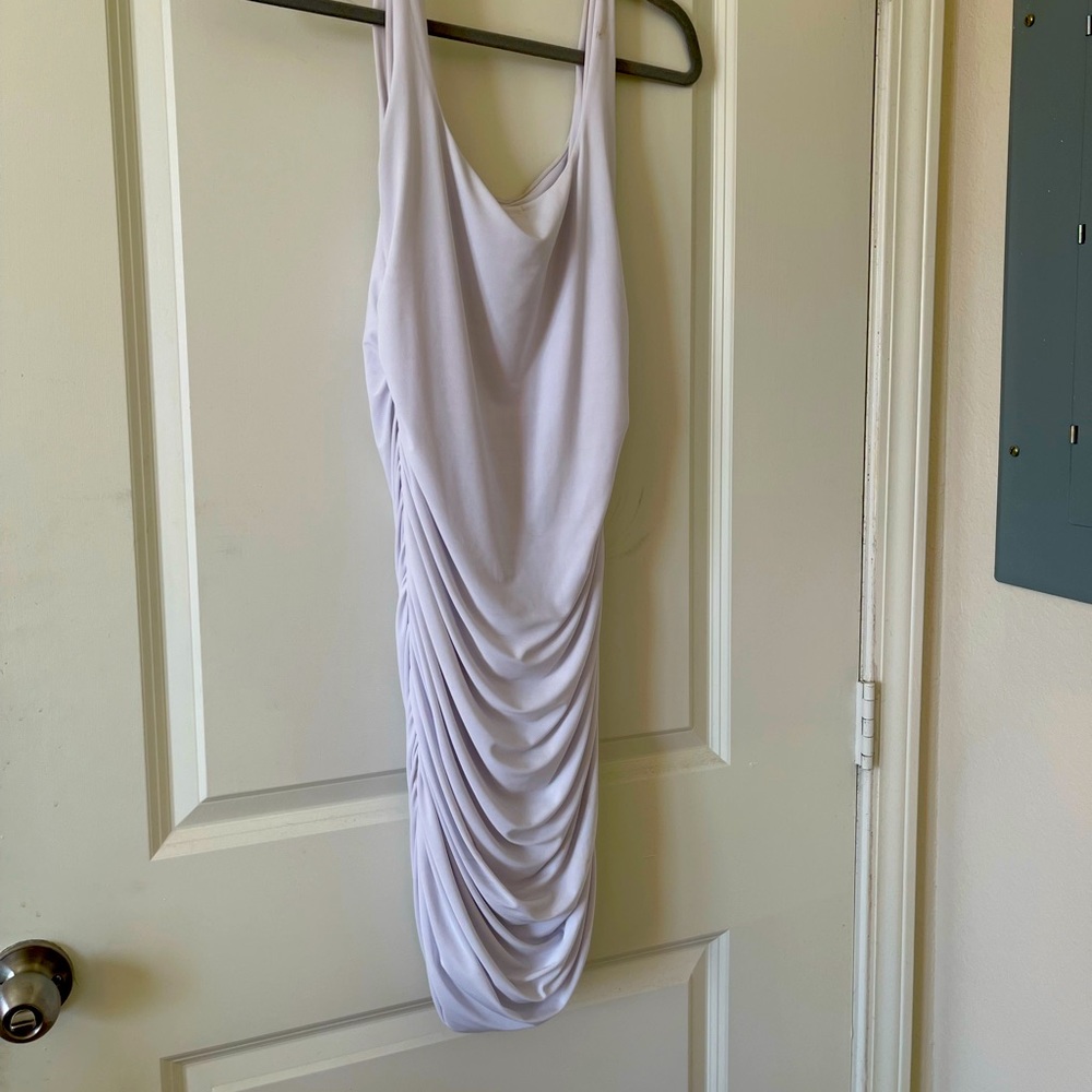White synched dress